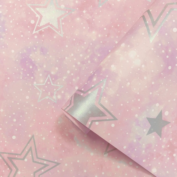 Papel pintado ESTRELLAS ROSA Y PLATEADO 14060