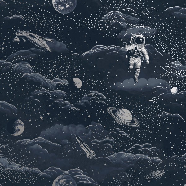 Papel pintado ASTRONAUTAS AZUL Y PLATEADO 14051