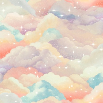 Papel de parede NUVENS E ESTRELAS COLORIDO 14130