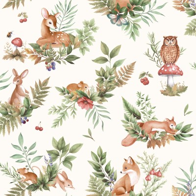 Papel de parede INFANTIL ANIMAIS DA FLORESTA 14123