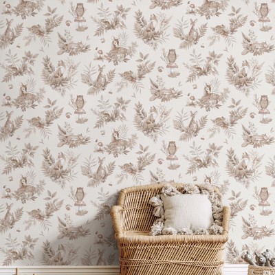 Papel de parede INFANTIL ANIMAIS DA FLORESTA MARROM 14122 2