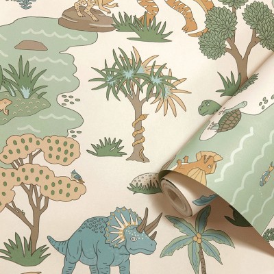 Paper pintat DINOSAURES TERRACOTA I VERD 14012