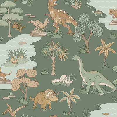 Papel de parede DINOSSAUROS VERDE 14010