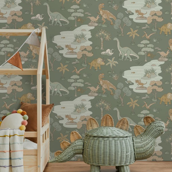 Papel pintado DINOSAURIOS VERDE 14010