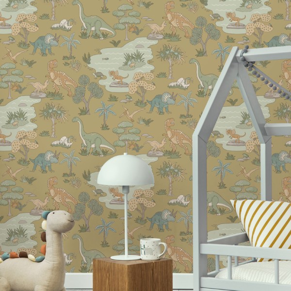 Papel pintado DINOSAURIOS OCRE 14011