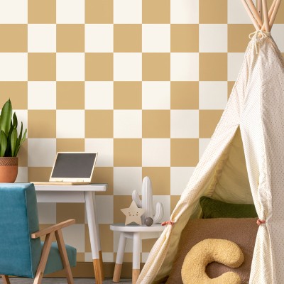 Papel de parede XADREZ BICOLOR MARROM E BRANCO 14042 2
