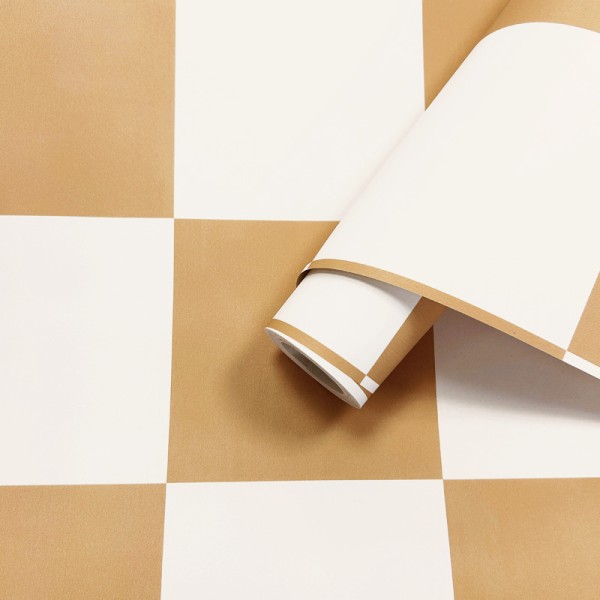 Papel pintado CUADRADOS RACING MARRÓN Y BLANCO 14042