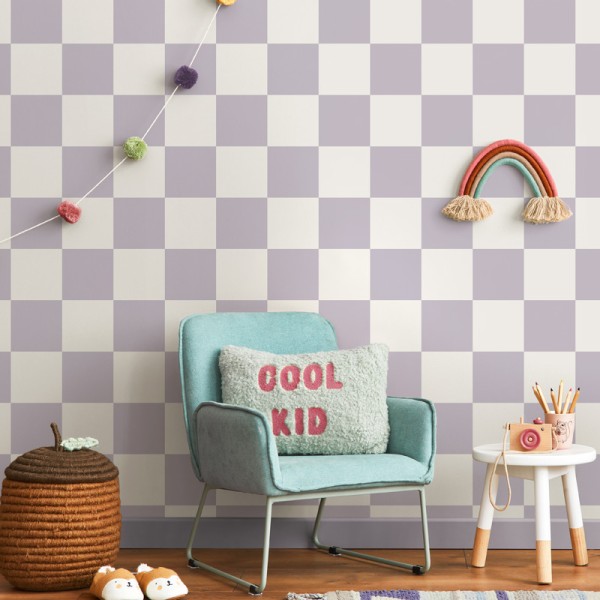 Paper pintat QUADRATS RACING LILA I BLANC 14041