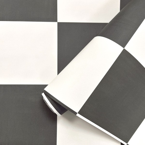 Papel pintado CUADRADOS RACING BLANCO Y NEGRO 14040