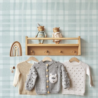 Papel de parede INFANTIL XADREZ COTTAGE AZUL 14001