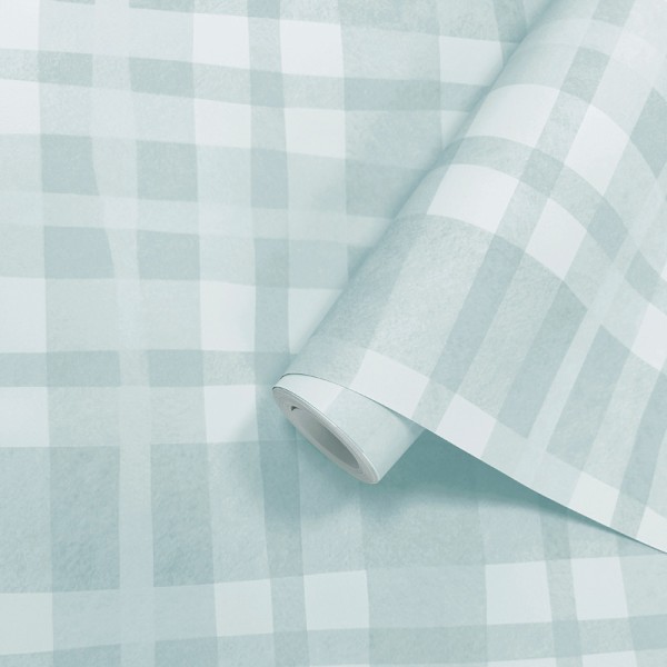 Papel de parede INFANTIL XADREZ COTTAGE AZUL 14001