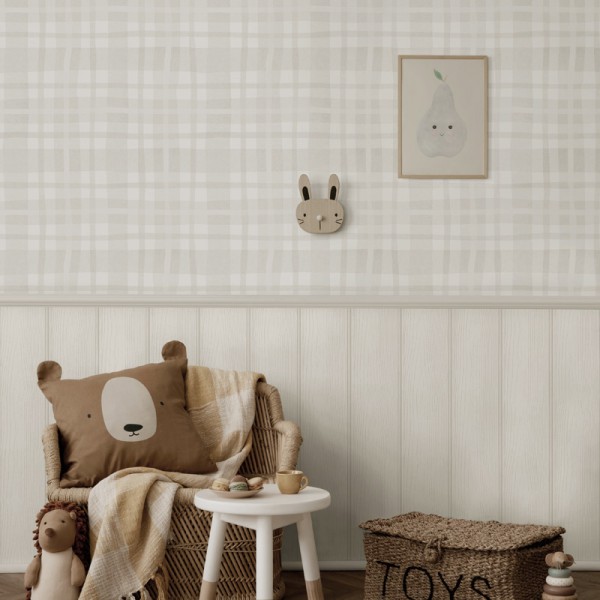 Papel de parede INFANTIL XADREZ COTTAGE CINZA 14002