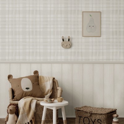 Papel de parede INFANTIL XADREZ COTTAGE CINZA 14002