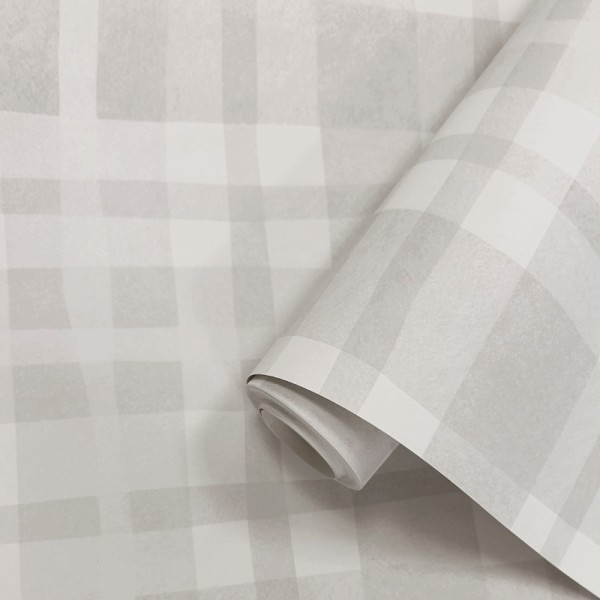 Papel de parede INFANTIL XADREZ COTTAGE CINZA 14002