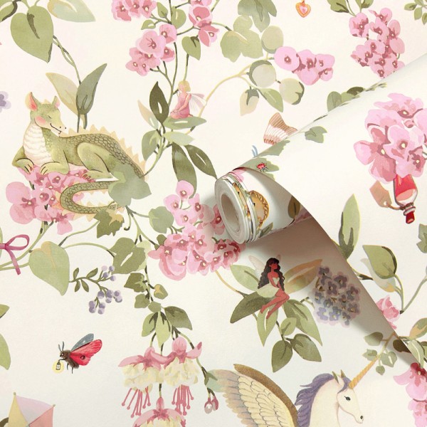 Papel pintado INFANTIL HADAS Y UNICORNIOS CREMA 14020