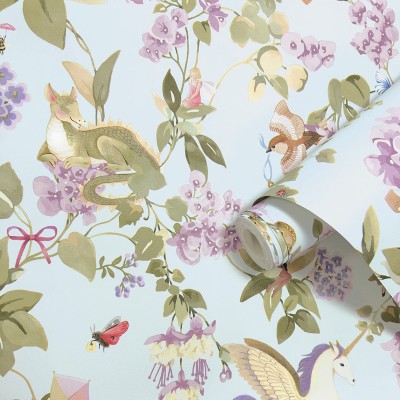 Papel pintado INFANTIL HADAS Y UNICORNIOS AZUL 14022
