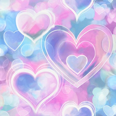 Papel de parede CORAÇÕES NEON ROSA, LILÁS E AZUL 13785