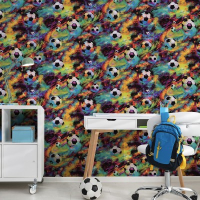 Papel pintado FÚTBOL Y GALAXIA MULTICOLOR 13780