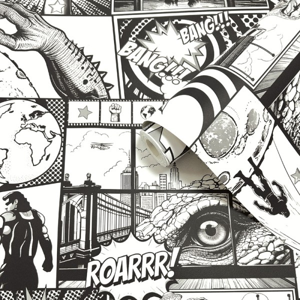 Papel pintado CÓMIC JUVENIL BLANCO Y NEGRO 14075