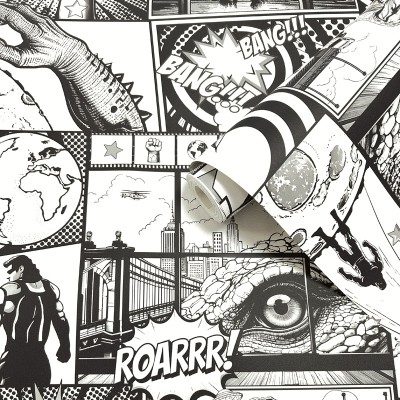 Papel pintado CÓMIC JUVENIL BLANCO Y NEGRO 14075