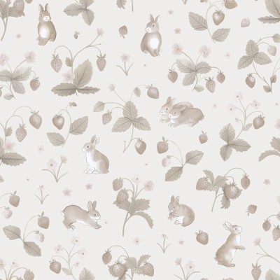 Papel de parede INFANTIL COELHOS E MORANGOS 14143