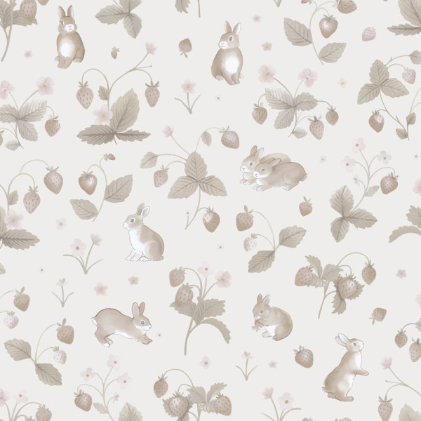 Papel de parede INFANTIL COELHOS E MORANGOS 14143