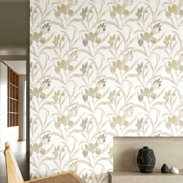 Paper pintat FLORS DE LLIRI GRIS I BEIGE 2020