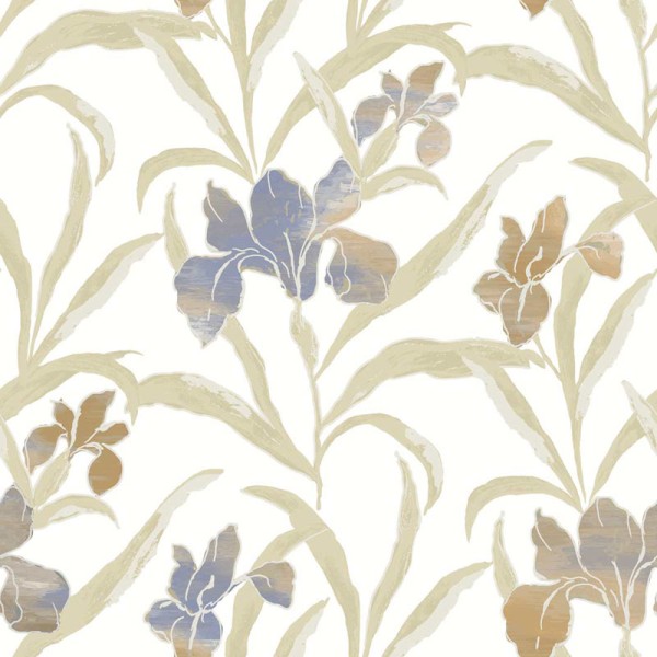 Paper pintat FLORS DE LLIRI BLAU I OCRE FOSC 2022