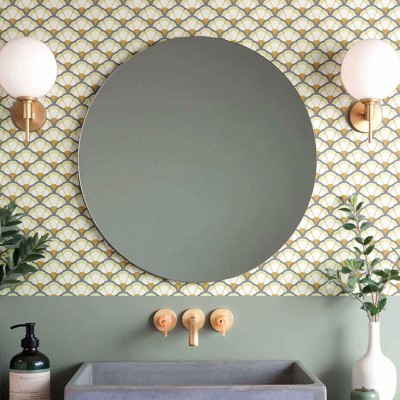 Papel de parede CONCHAS ART DECO AZUL E MARROM 2042