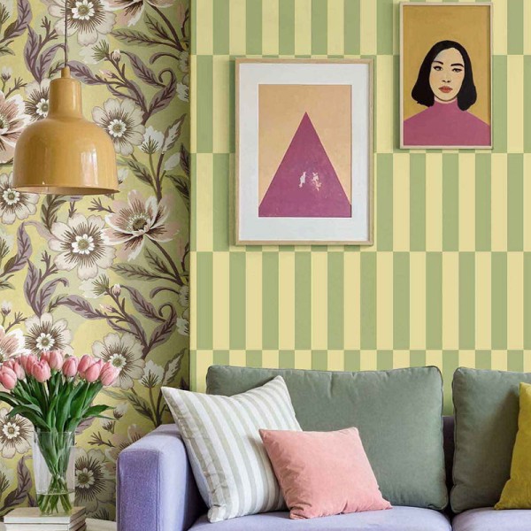 Papel pintado RECTÁNGULOS VERTICALES VERDES 2055