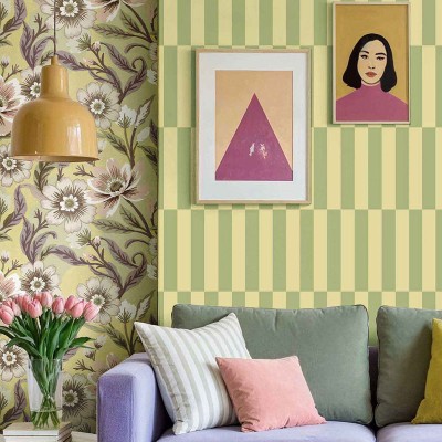 Papel pintado RECTÁNGULOS VERTICALES VERDES 2055