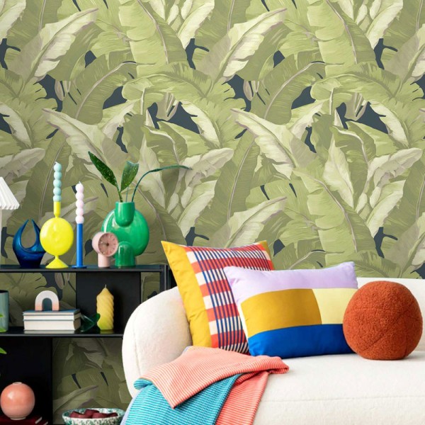 Papel pintado HOJAS PLATANERO TÉXTIL VERDE 2006