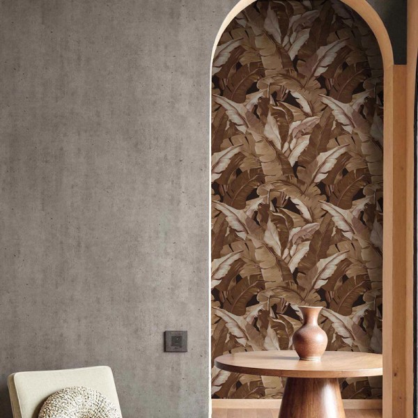 Papel pintado HOJAS PLATANERO TÉXTIL MARRÓN 2008