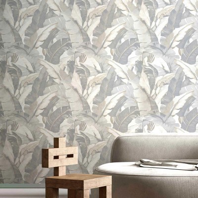 Papel pintado HOJAS PLATANERO TÉXTIL GRIS 2005 2