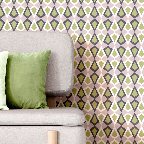 Papel de parede DIAMOND VINTAGE VERDE E LAVANDA 2036