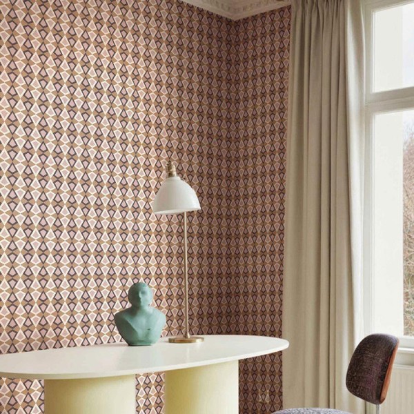 Papel de parede DIAMOND VINTAGE MARROM E ROSA ANTIGO 2038