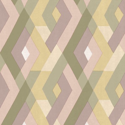 Papel pintado ROMBOS ENTRELAZADOS VERDE Y LAVANDA 2031