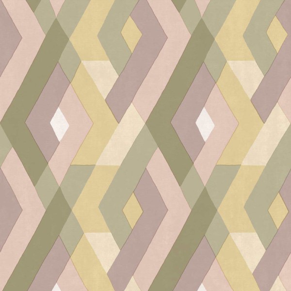 Papel de parede LOSANGOS ENTRELAÇADOS VERDE E LAVANDA 2031