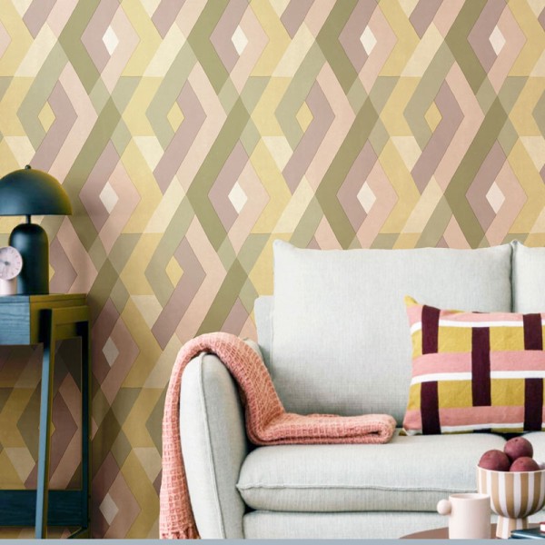 Paper pintat ROMBES ENTRELLAÇATS VERD I LAVANDA 2031