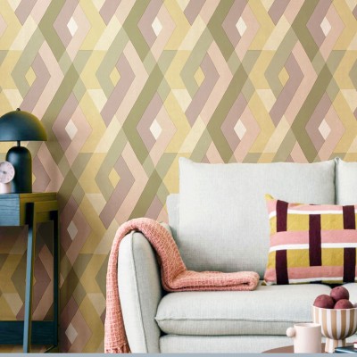 Paper pintat ROMBES ENTRELLAÇATS VERD I LAVANDA 2031