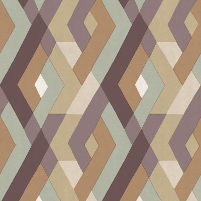 Papel pintado ROMBOS ENTRELAZADOS VERDE Y DORADO 2033