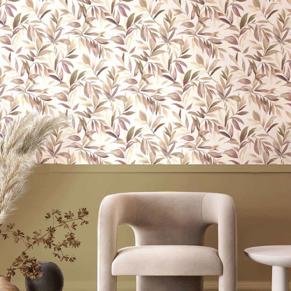 Papel de parede FOLHAS DE OLIVEIRA MARROM AVERMELHADO 2001