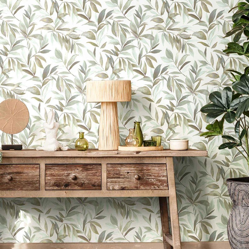 Papel pintado hojas de olivo