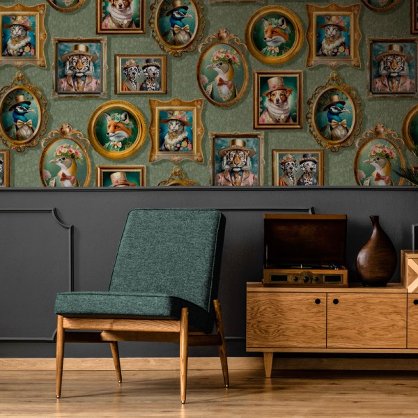 Paper pintat GALERIA VINTAGE ANIMAL VERD 13792