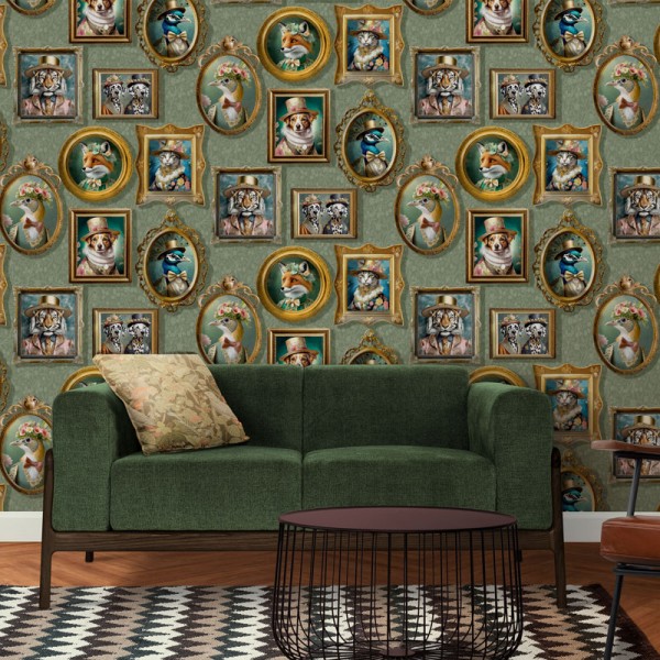 Paper pintat GALERIA VINTAGE ANIMALS VERD 13792