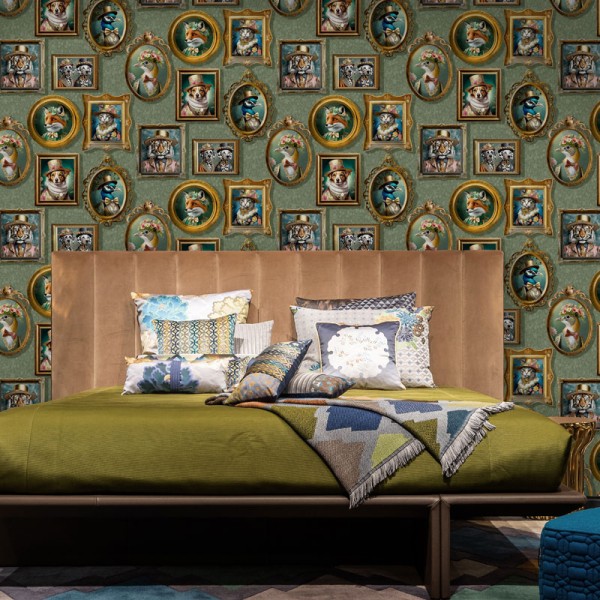 Papel pintado GALERIA VINTAGE ANIMALES VERDE 13792