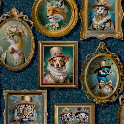 Papel pintado GALERIA VINTAGE ANIMALES AZUL 13791
