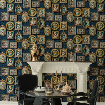 Papel pintado GALERIA VINTAGE ANIMALES AZUL 13791