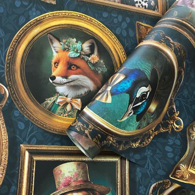 Papel pintado GALERIA VINTAGE ANIMALES AZUL 13791