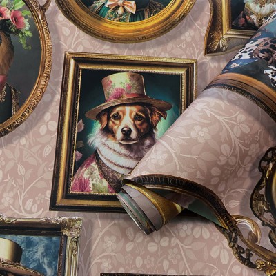 Papel pintado GALERIA VINTAGE ANIMALES ROSA ANTIGUO 13793